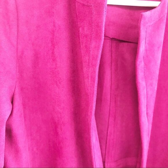 Chico's Faux Suede Jacket Magenta Pink Open Front Size 1 - Picture 5 of 8